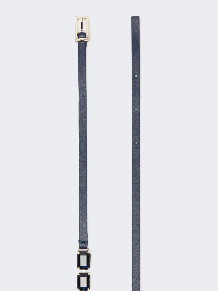 Jewelled nappa leather belt - ULTRAMARINE - 2