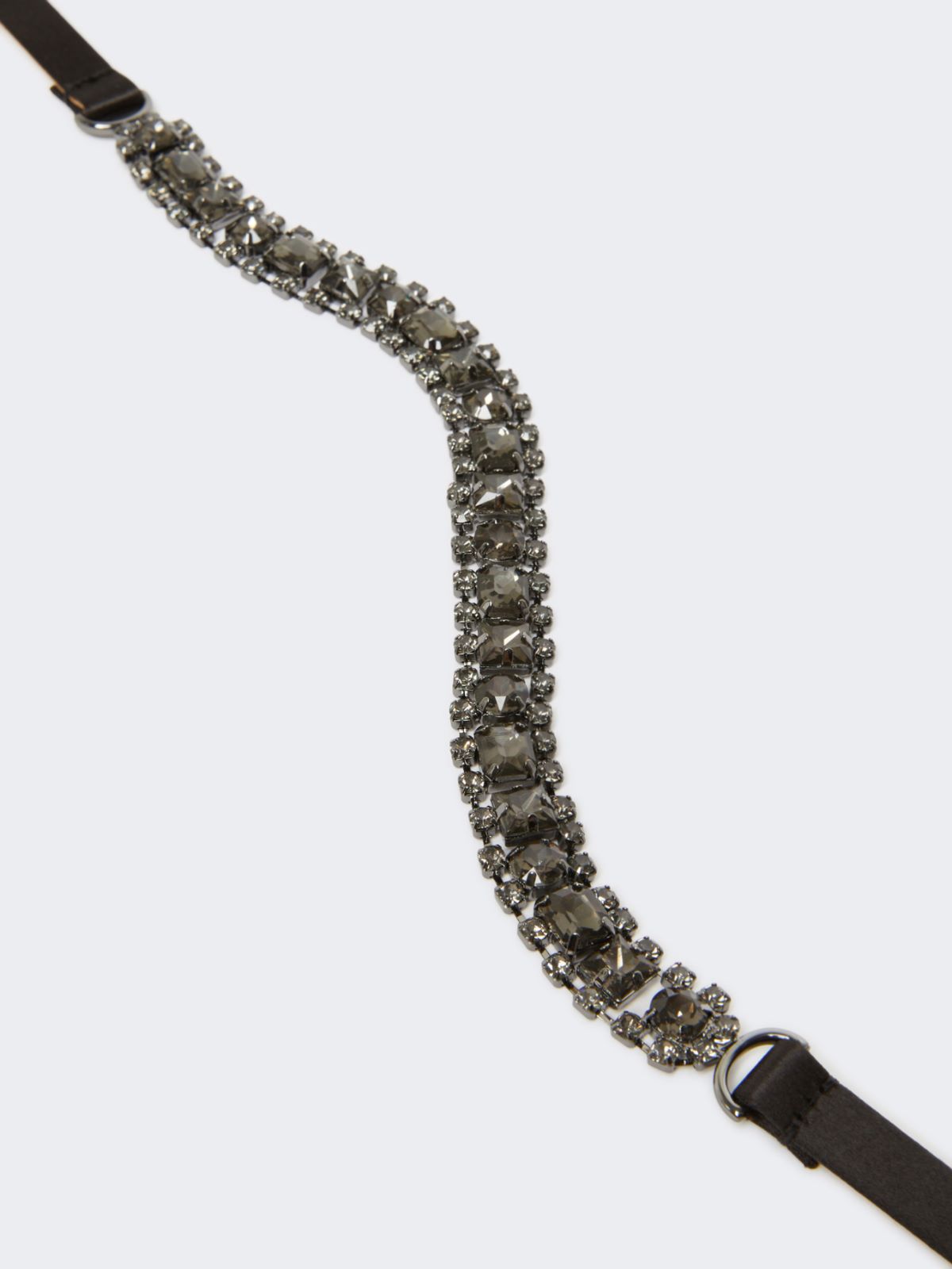 Bejewelled satin belt - BLACK - 3