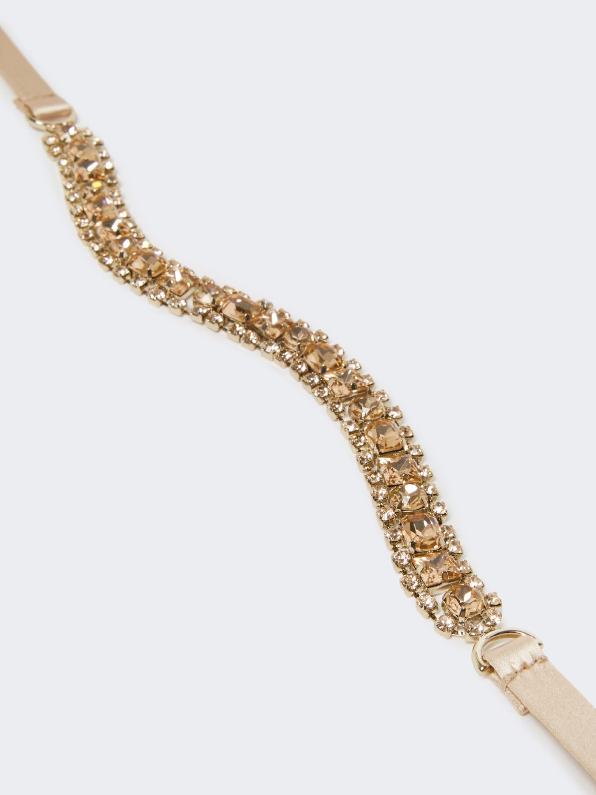 Bejewelled satin belt - POWDER - 3