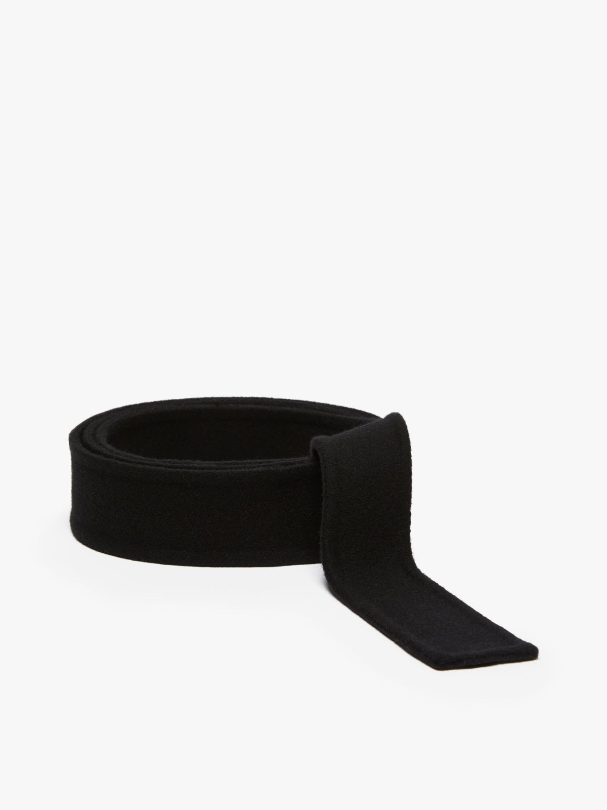 Wool self-tie belt - BLACK