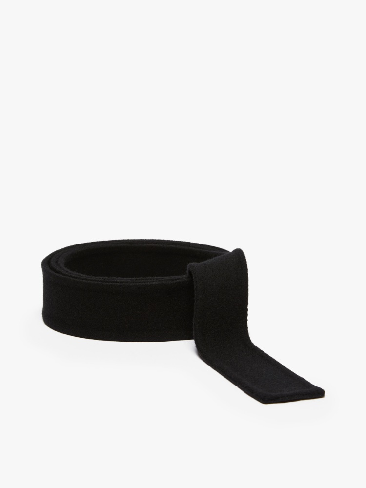 Wool self-tie belt - BLACK - 1
