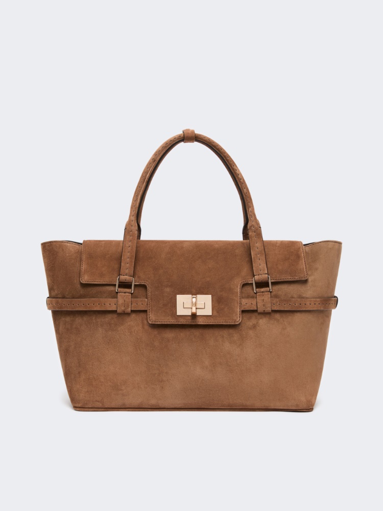 Suede handbag - BROWN