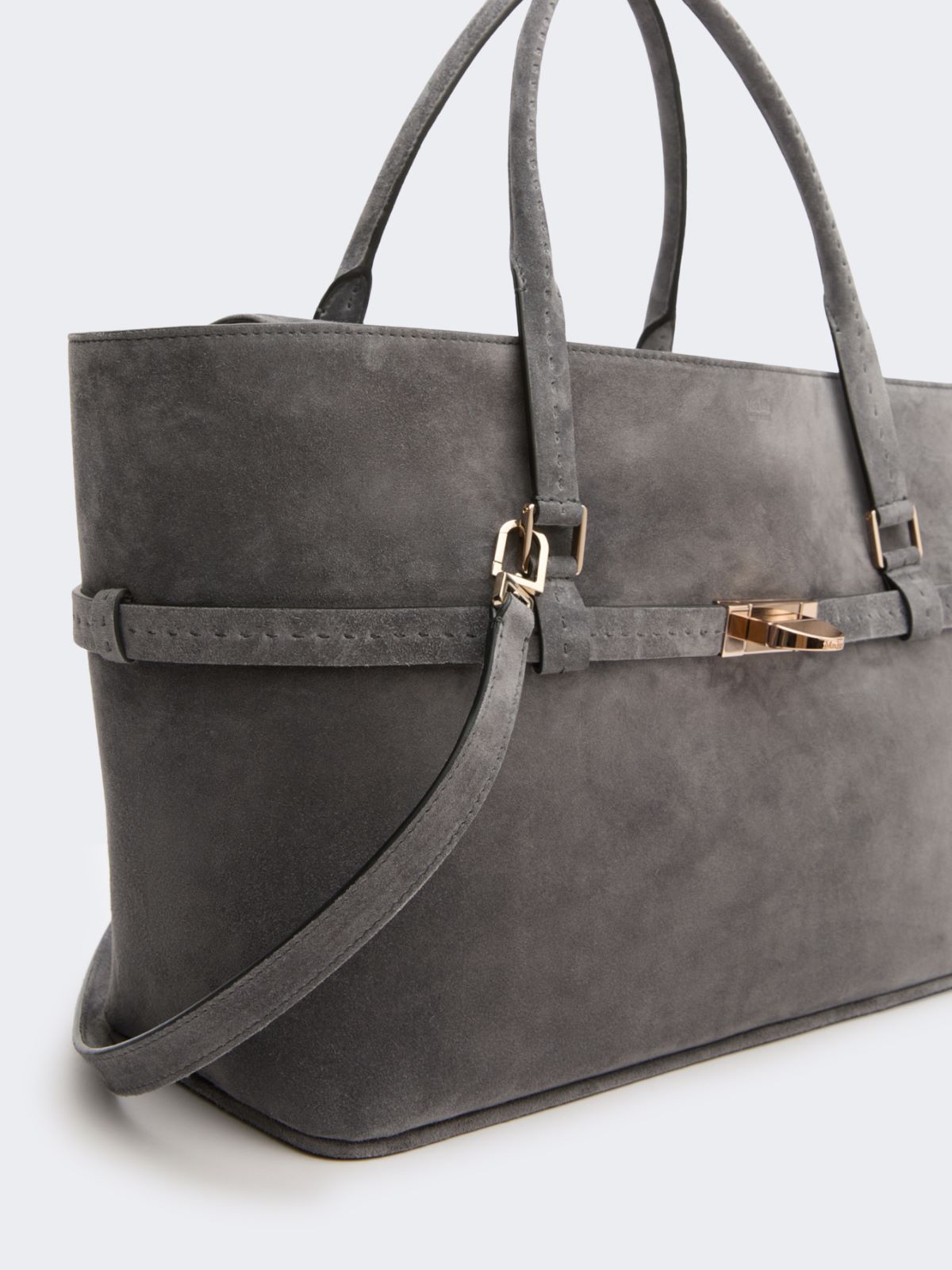 Suede handbag - MEDIUM GREY - Max Mara - 4