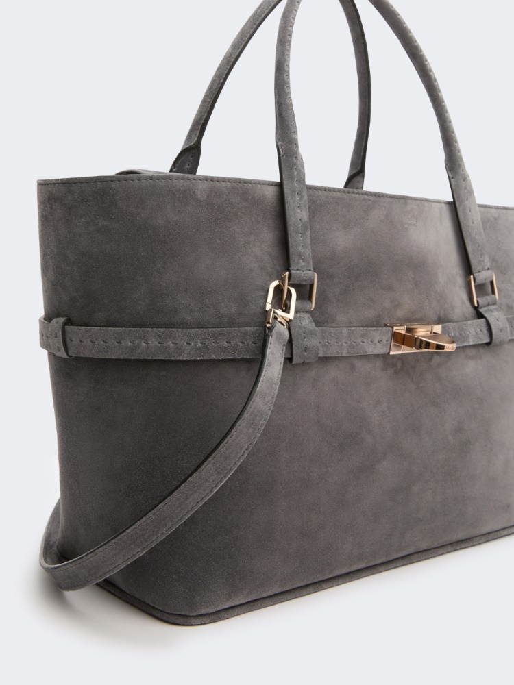 Suede handbag - MEDIUM GREY - Max Mara - 4