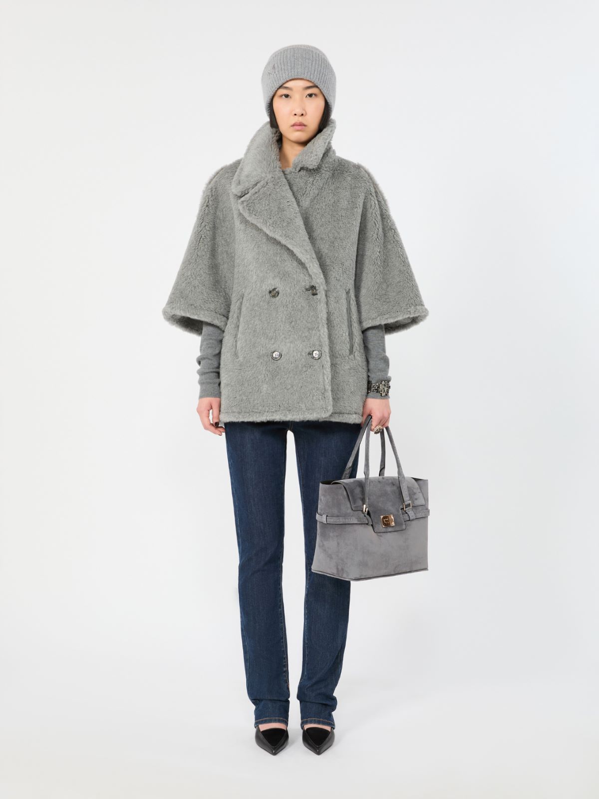 Suede handbag - MEDIUM GREY - Max Mara - 7