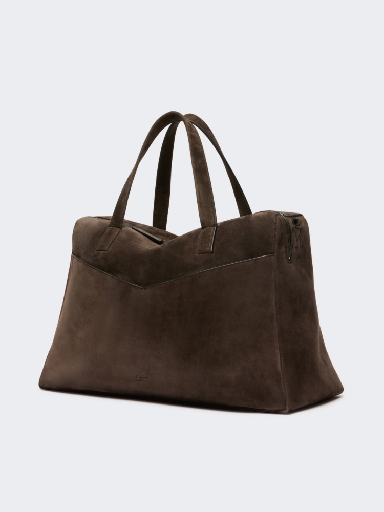 Extra-large shoulder bag in split leather - DARK BROWN - Max Mara - 2