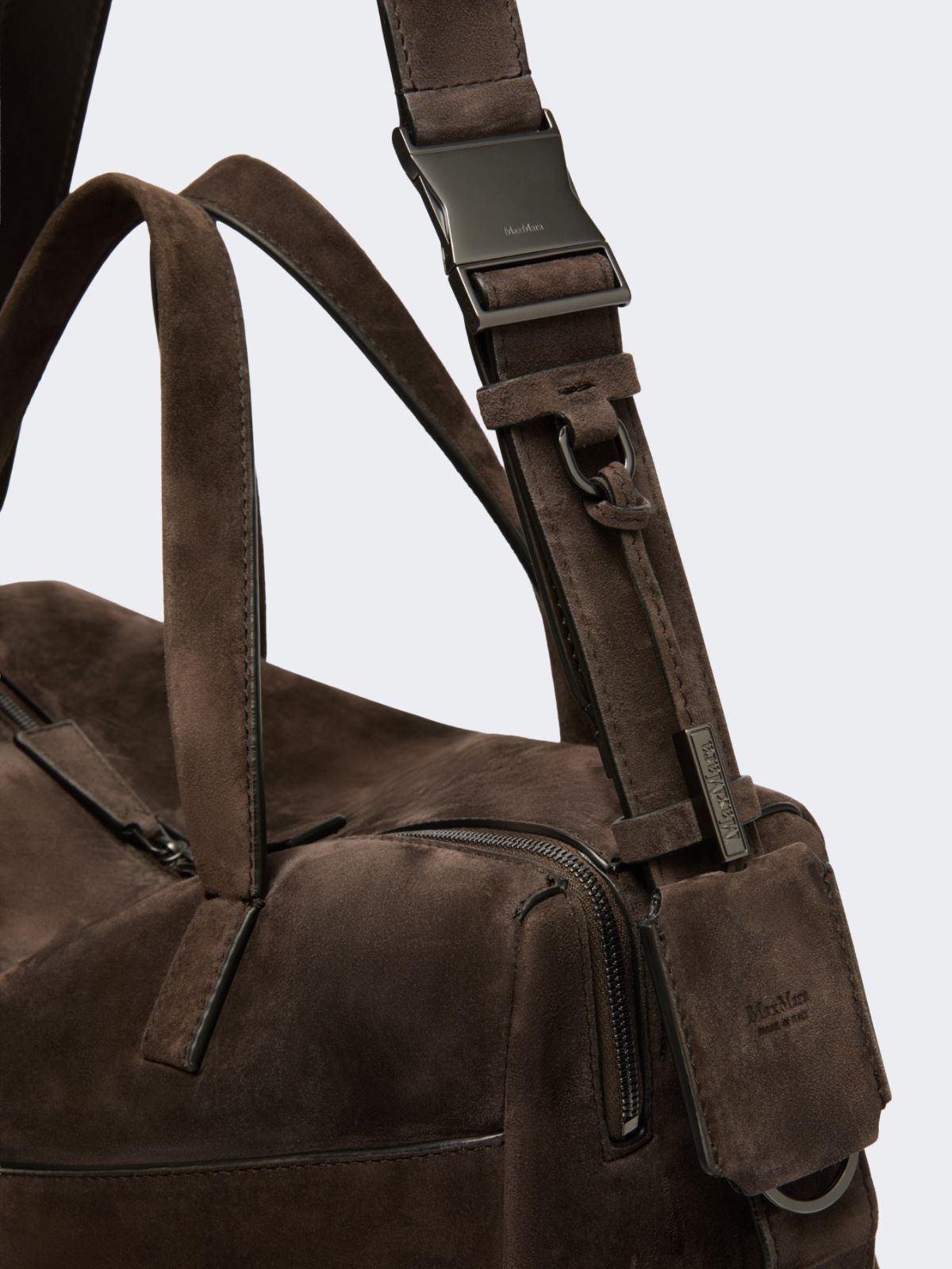 Extra-large shoulder bag in split leather - DARK BROWN - Max Mara - 4