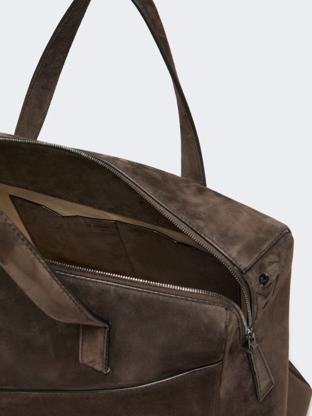 Extra-large shoulder bag in split leather - DARK BROWN - Max Mara - 6