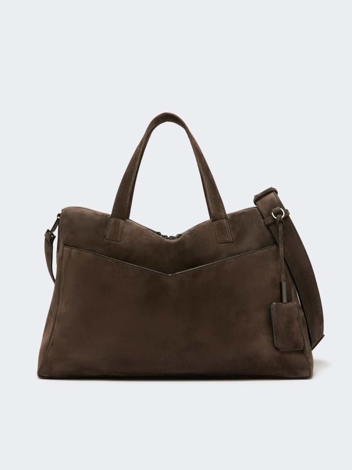 Extra-large shoulder bag in split leather - DARK BROWN - Max Mara