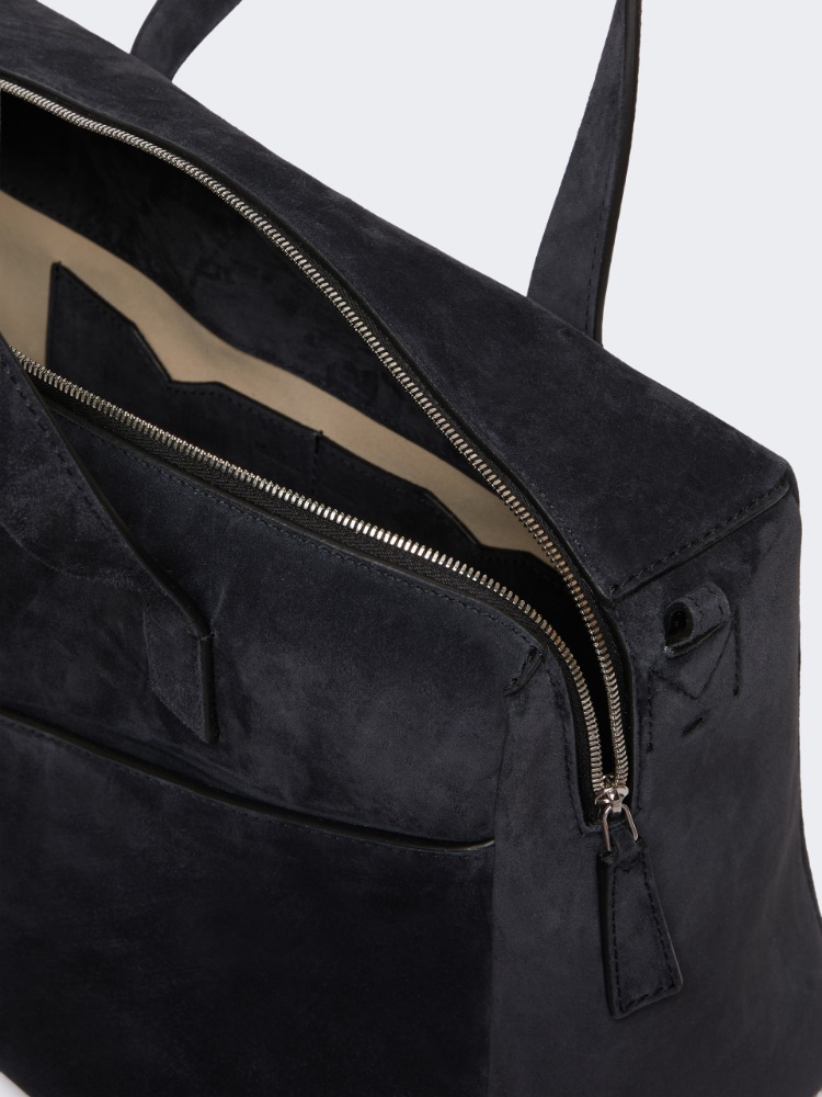 Extra-large shoulder bag in split leather - DARK GREY - Max Mara - 6