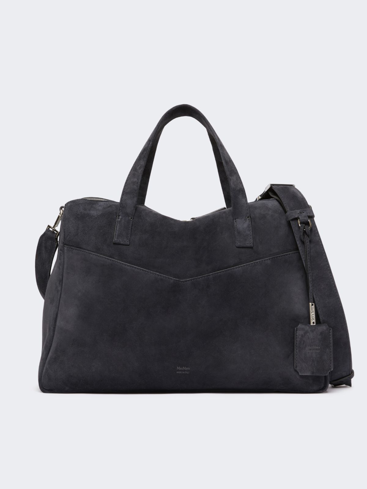 Extra-large shoulder bag in split leather - DARK GREY - Max Mara