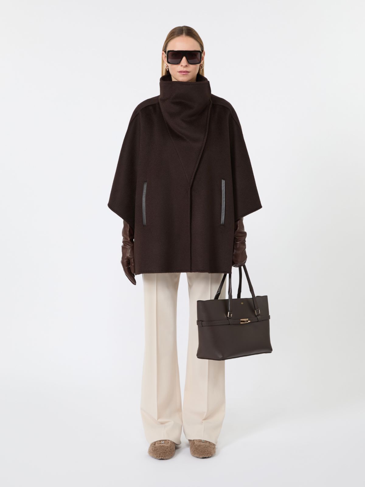 Smooth leather handbag - DARK BROWN - Max Mara - 7