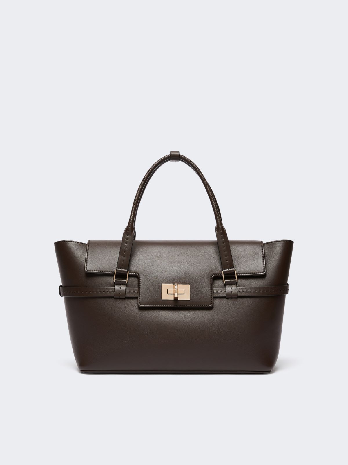 Smooth leather handbag - DARK BROWN - Max Mara