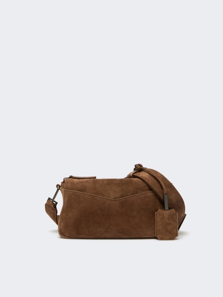 Split leather micro handbag - HAZELNUT BROWN