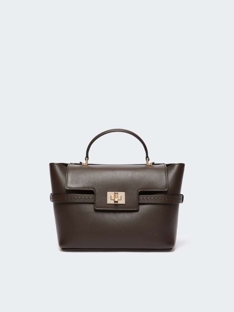 Extra-small smooth leather handbag - DARK BROWN