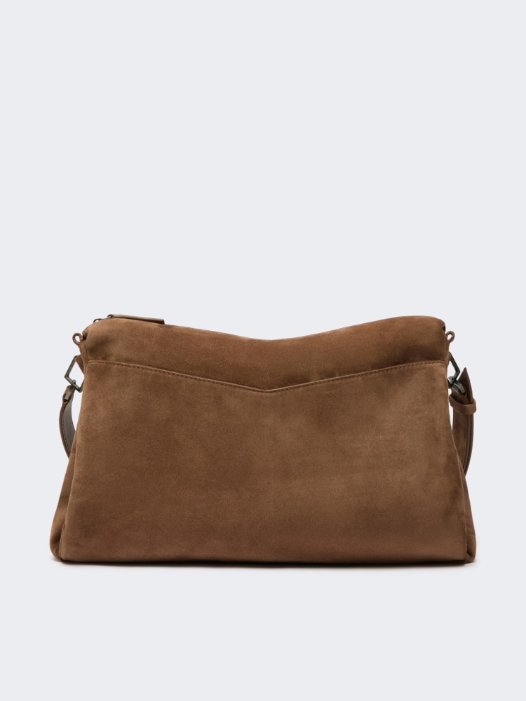 Split calfskin crossbody bag - HAZELNUT BROWN