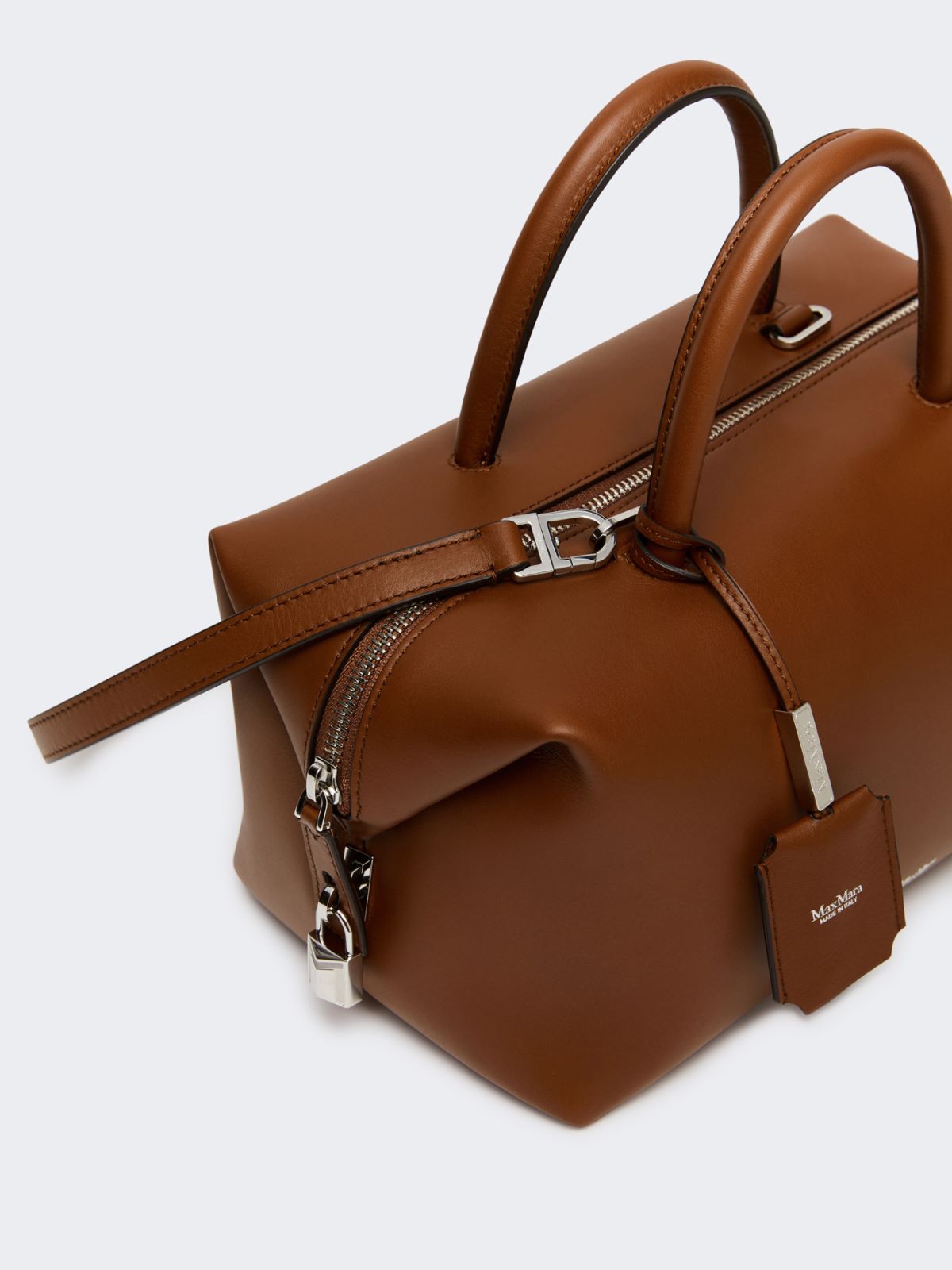 Medium natural leather bowler bag - AMBER BROWN - 4