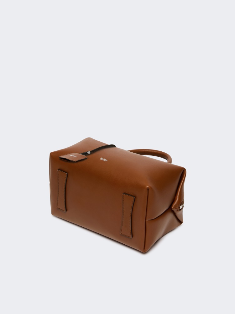 Medium natural leather bowler bag - AMBER BROWN - 5