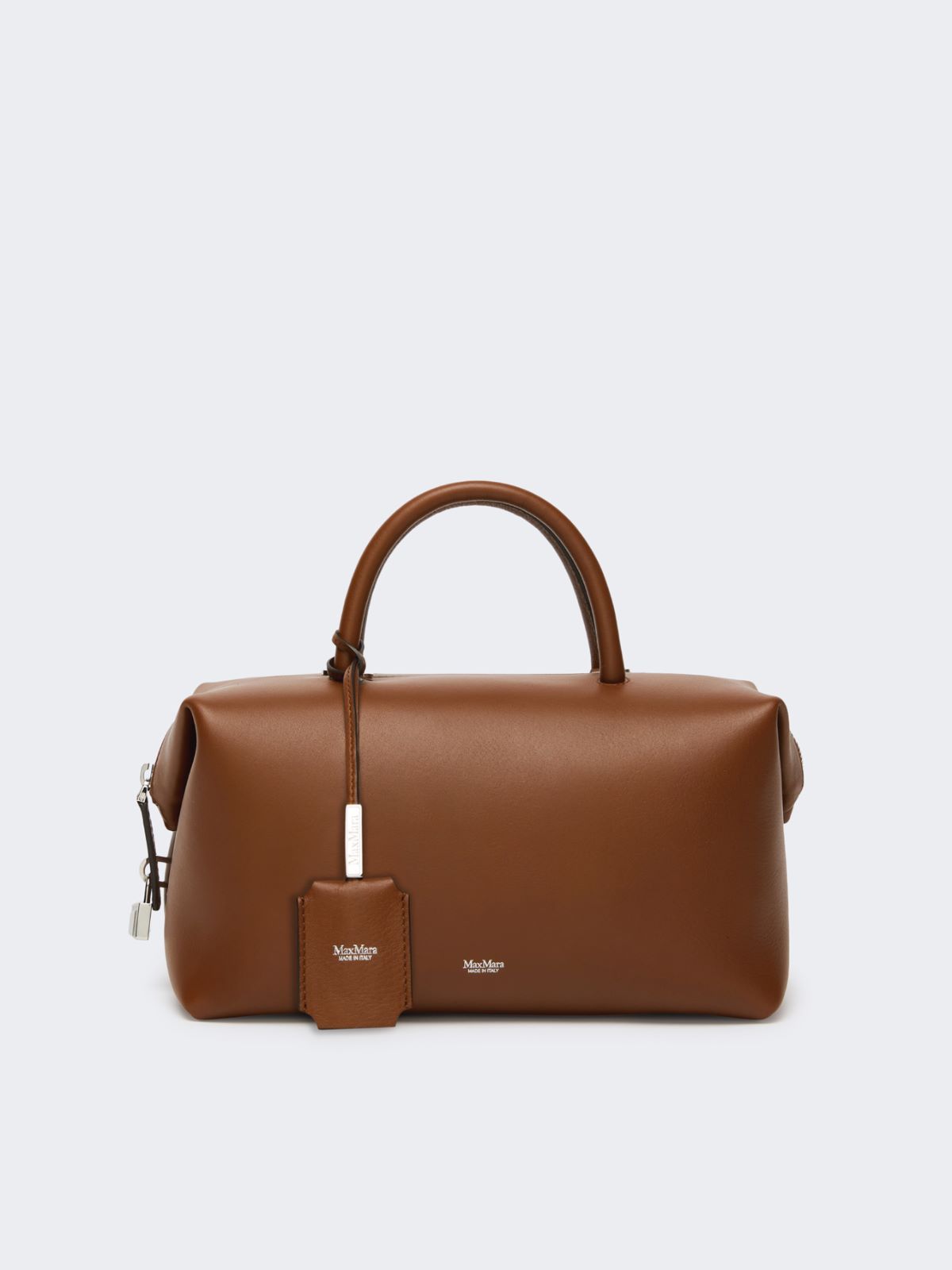 Medium natural leather bowler bag - AMBER BROWN