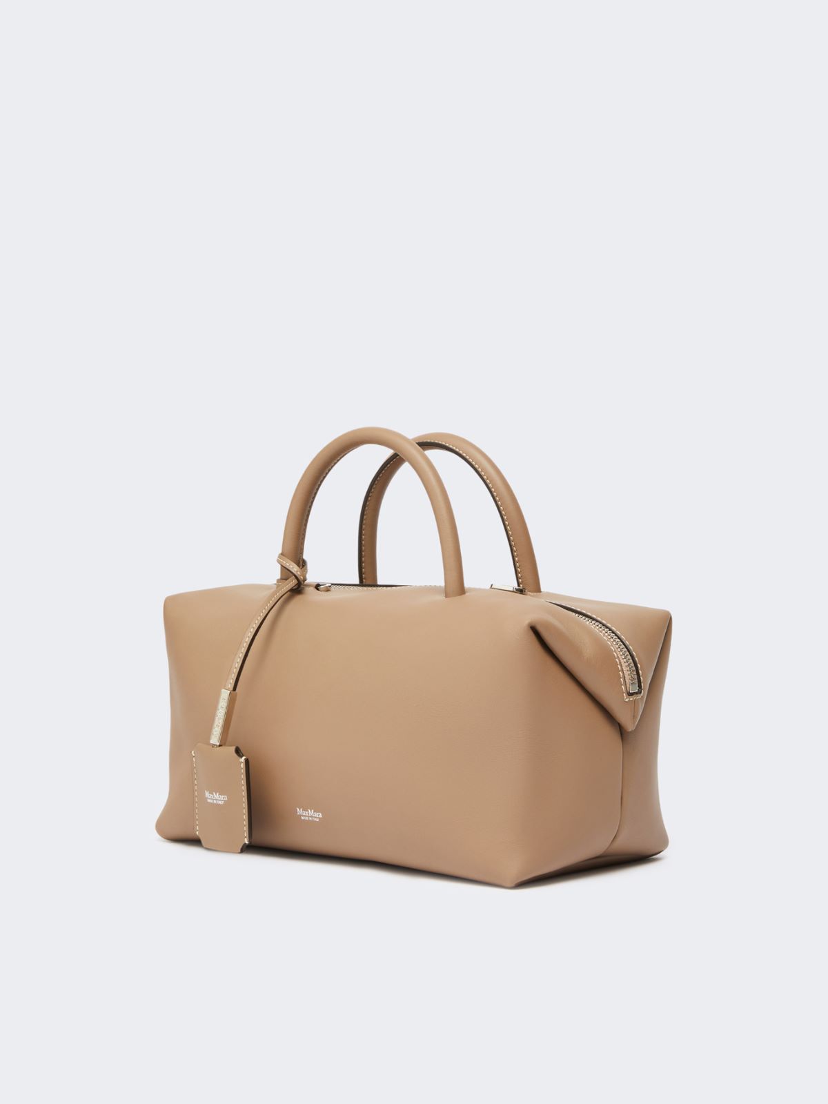 Medium natural leather bowler bag - MUD - 2