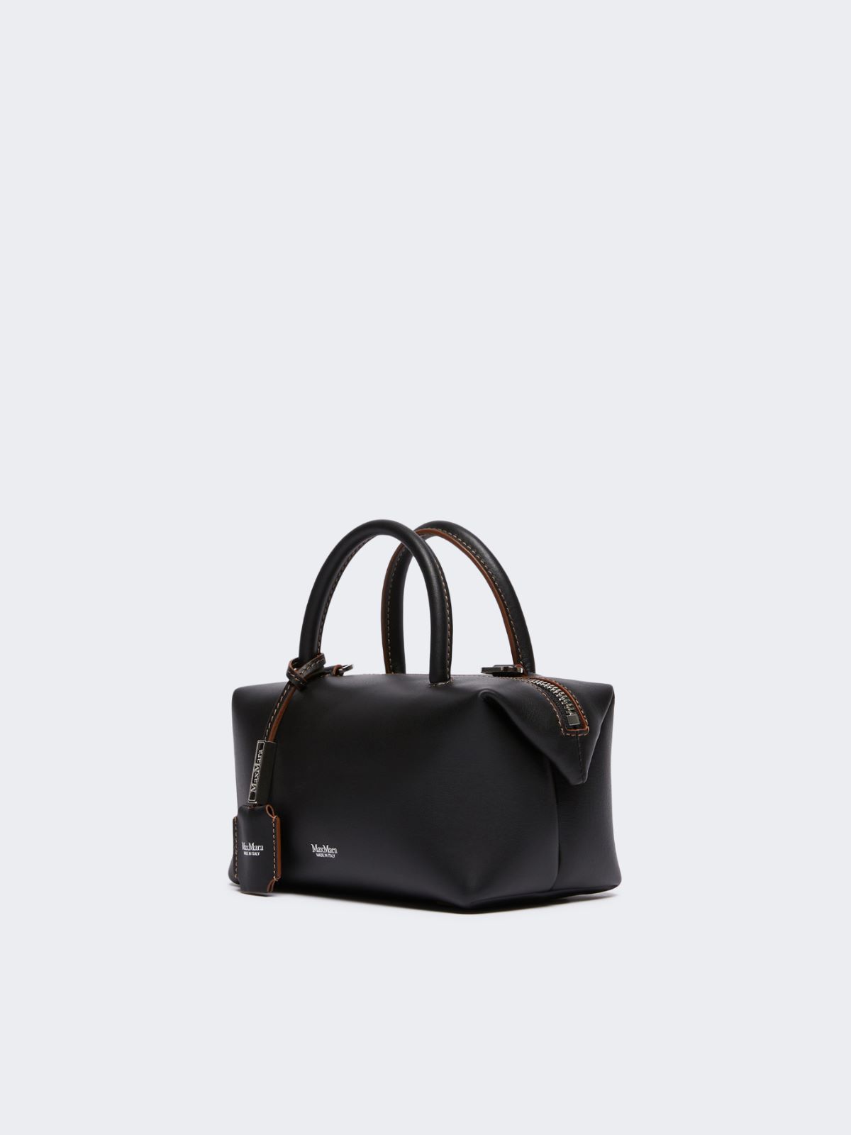 Small natural leather bowler bag - BLACK - 2