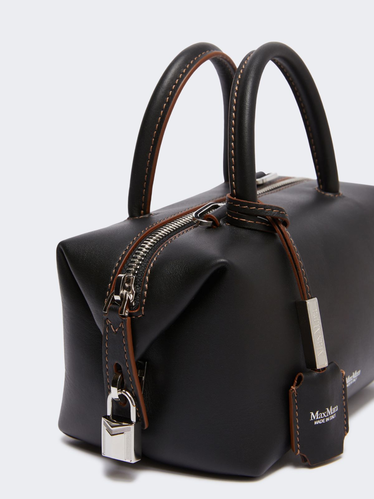 Small natural leather bowler bag - BLACK - 5