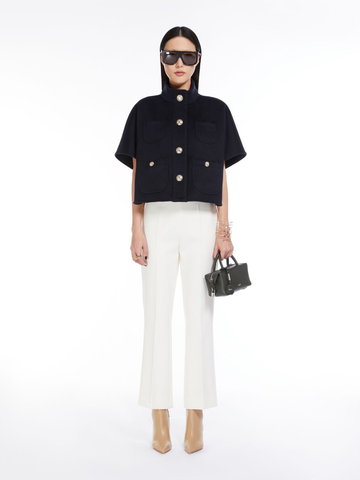 Bolso bauletto pequeño de piel natural - NEGRO