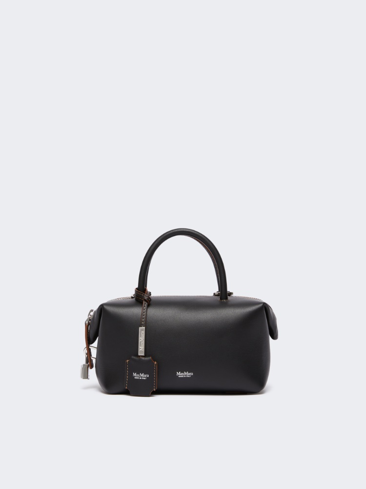 Small natural leather bowler bag - BLACK - 1