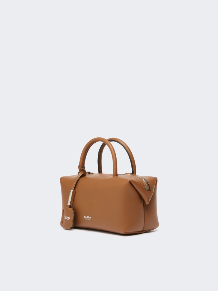 Small natural leather bowler bag - AMBER BROWN - 2