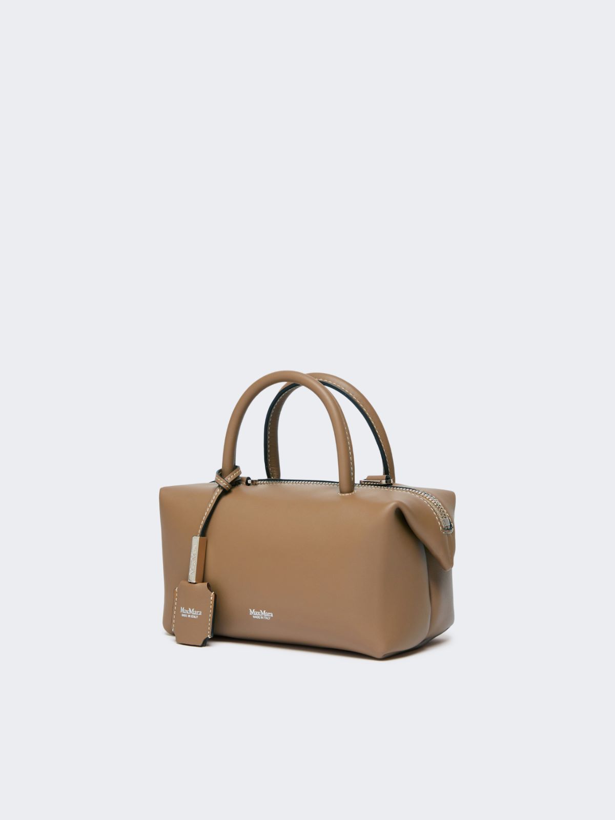 Small natural leather bowler bag - MUD - 2