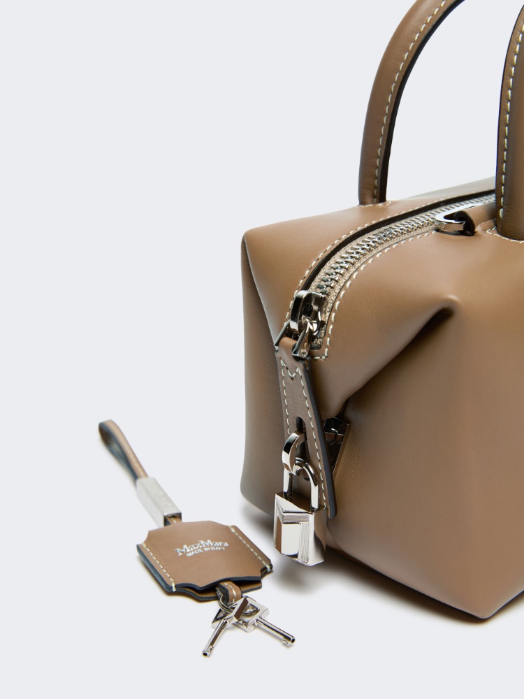 Small natural leather bowler bag - MUD - 3