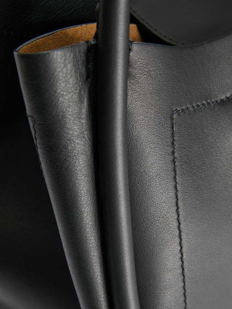 Medium leather Marine bag - BLACK - 4