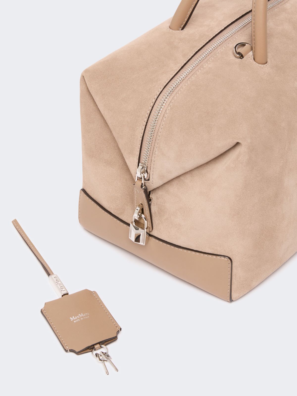 Large nubuck leather Boston bag - MUD - Max Mara - 3