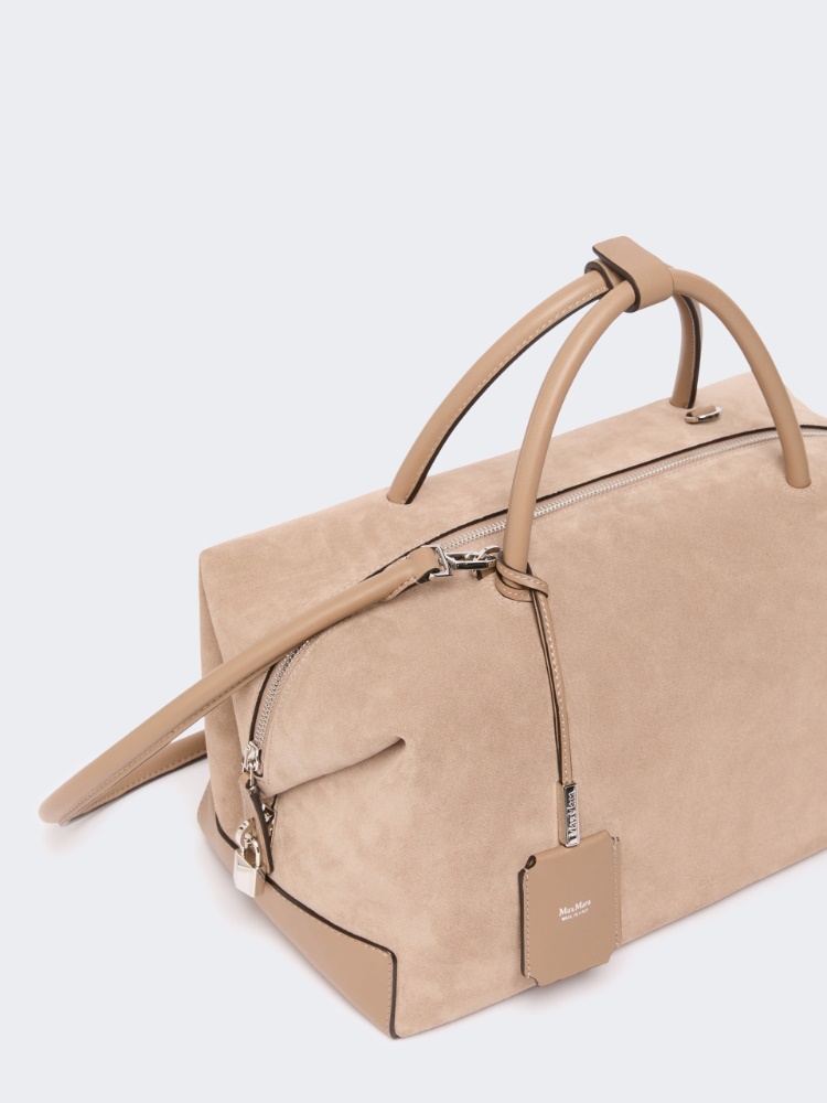 Large nubuck leather Boston bag - MUD - Max Mara - 4