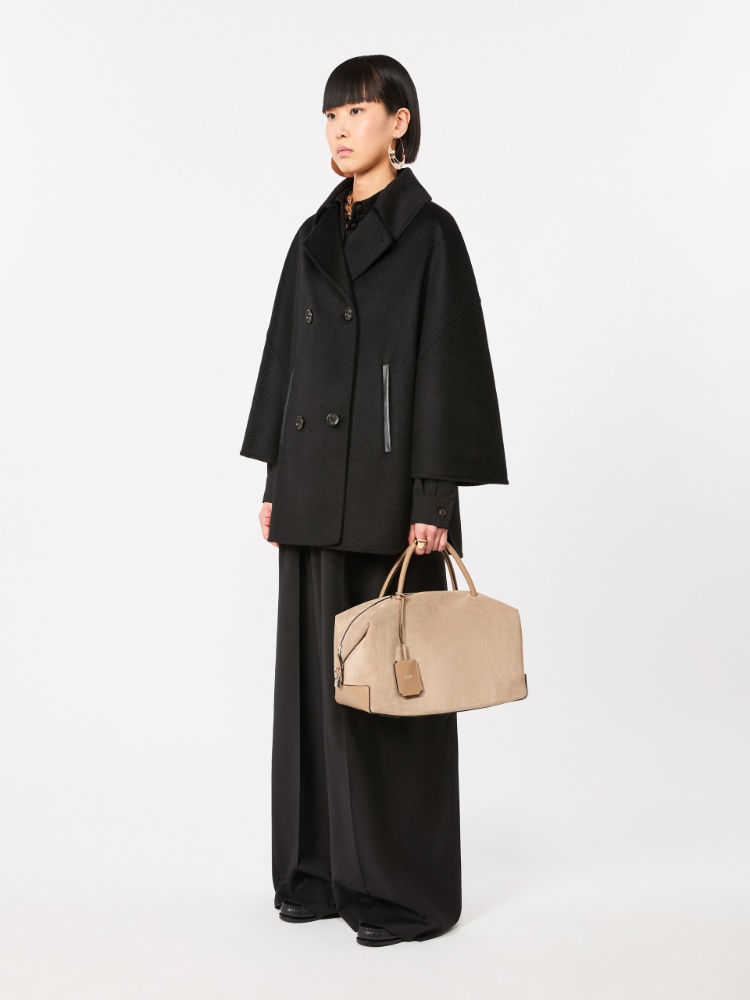 Large nubuck leather Boston bag + MUD - Max Mara