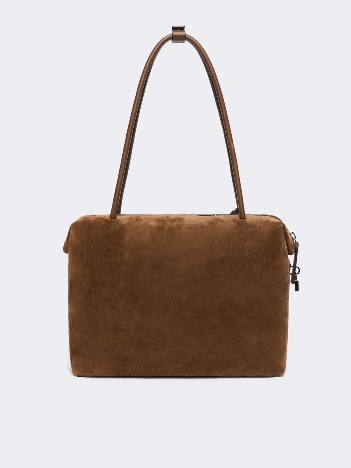 Sac Boston carré en croûte de cuir et cuir - CACAO - Max Mara - 3