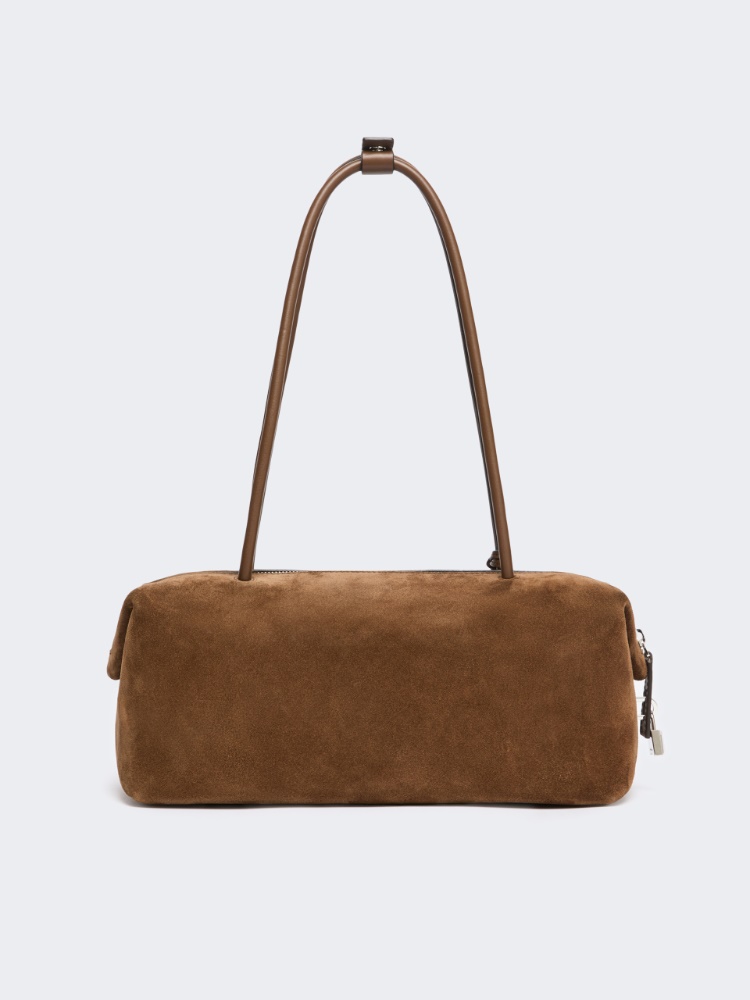 Horizontal Boston bag in split leather - COCOA - Max Mara - 3