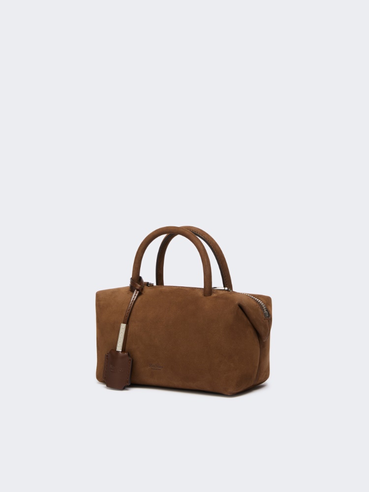 Small split-leather Boston bag - COCOA - 2