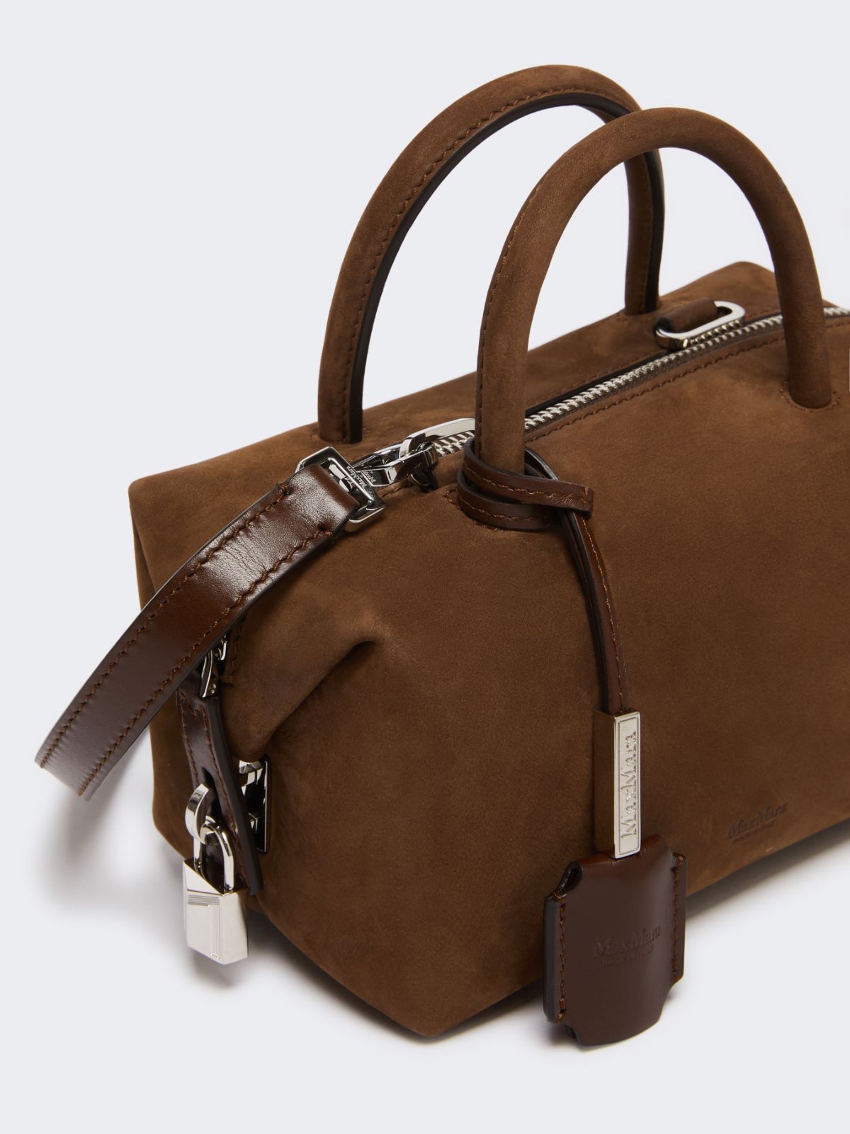 Small split-leather Boston bag - COCOA - 4