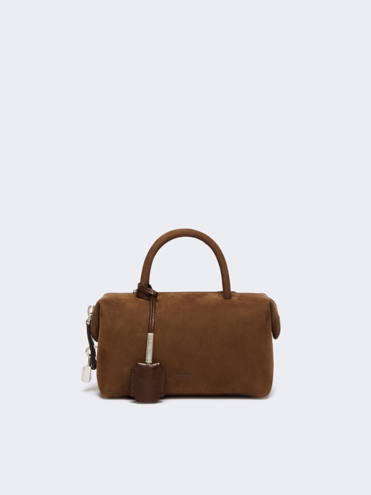 Small split-leather Boston bag - COCOA - 1