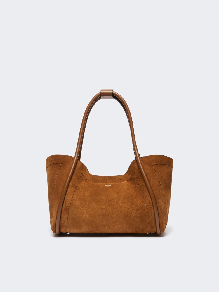 Querformatige Marine Tasche aus Wildleder - BRAUN BERNSTEIN