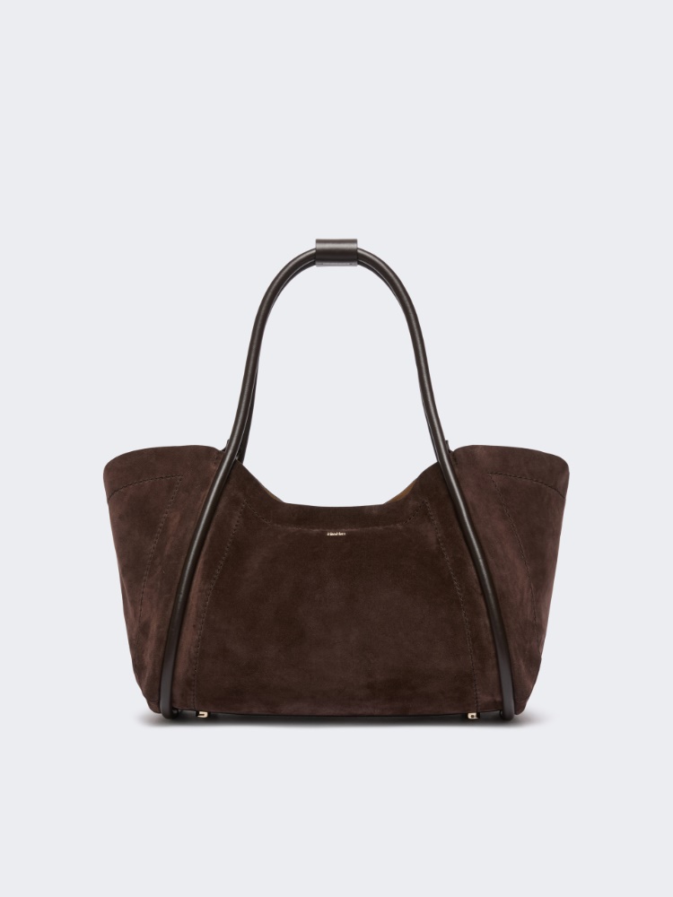 Horizontal suede Marine bag - DARK BROWN