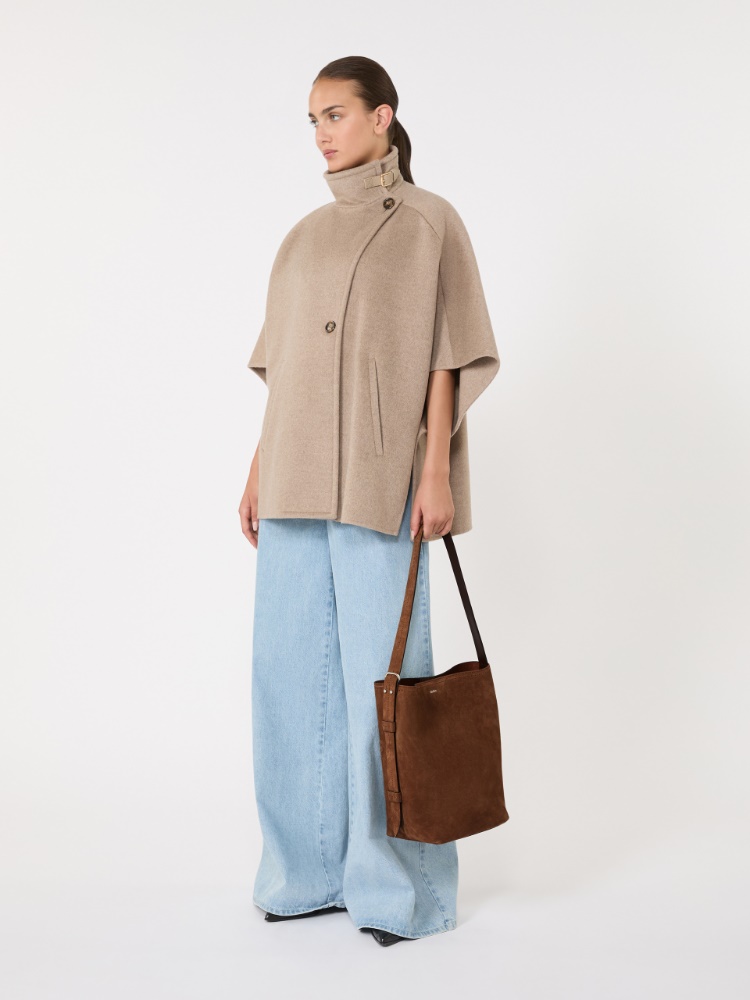 Small Archetipo bag in split leather - DARK BROWN