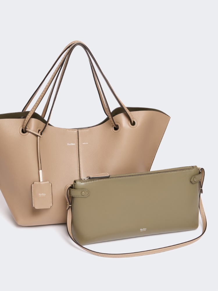 Double nappa leather shopper bag - MUD - 3