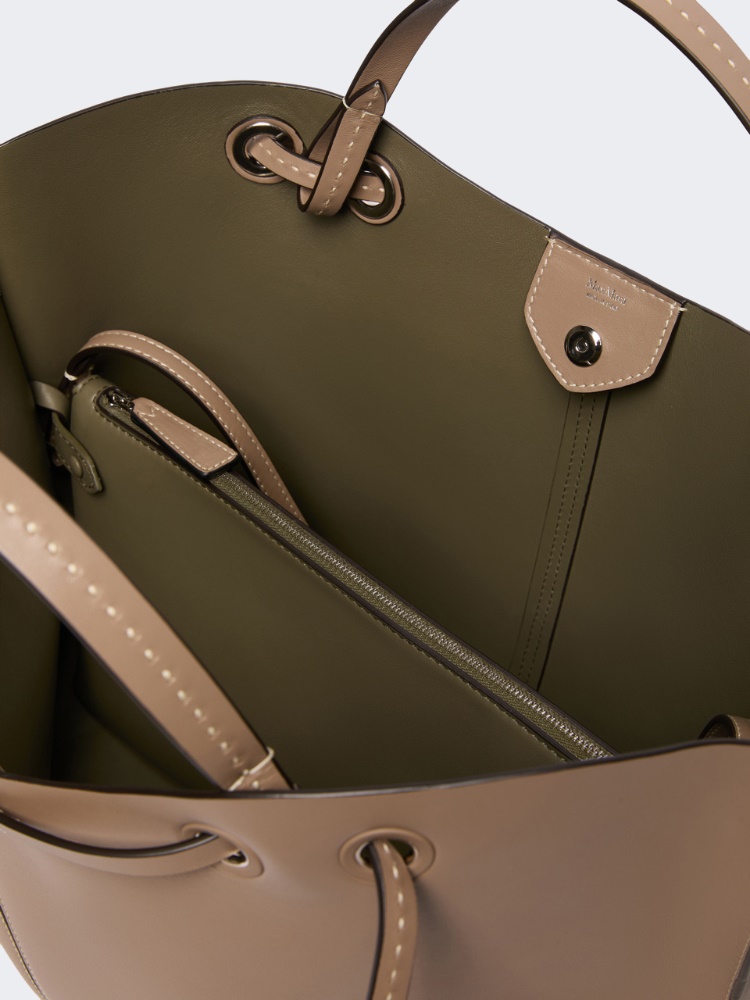 Double nappa leather shopper bag - MUD - 4