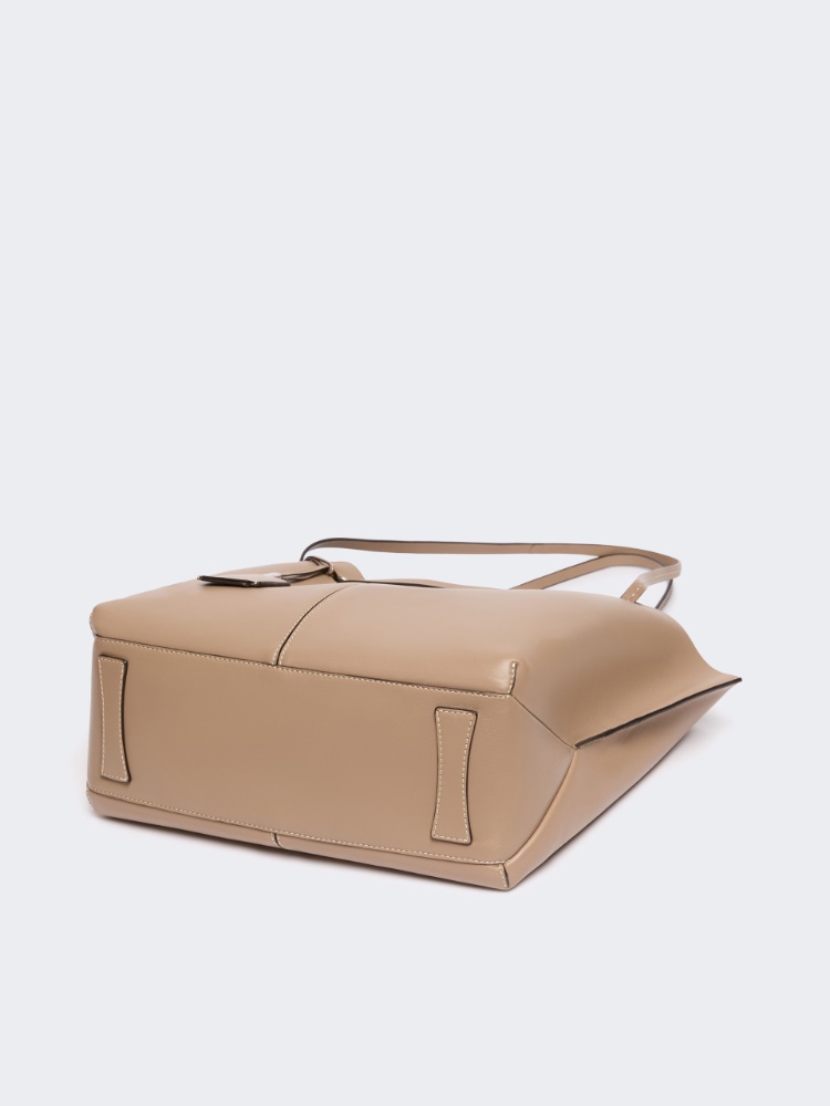 Double nappa leather shopper bag - MUD - 5