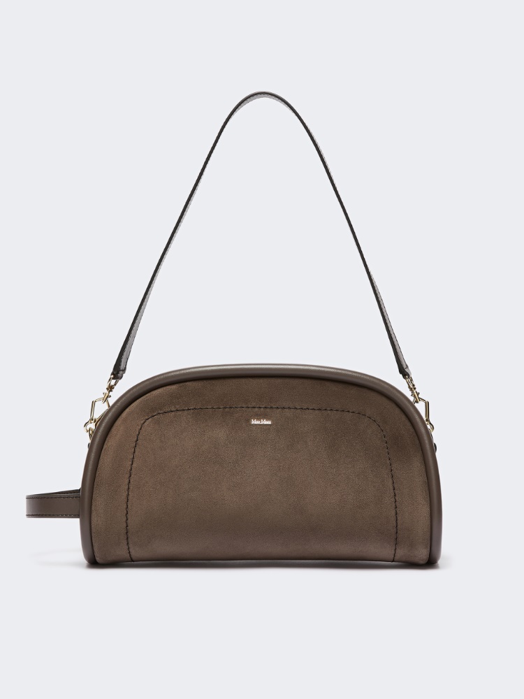 Suede and leather handbag - DARK GREY - Max Mara - 4