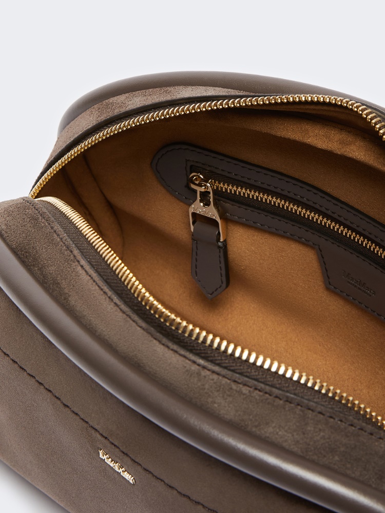 Suede and leather handbag - DARK GREY - Max Mara - 5
