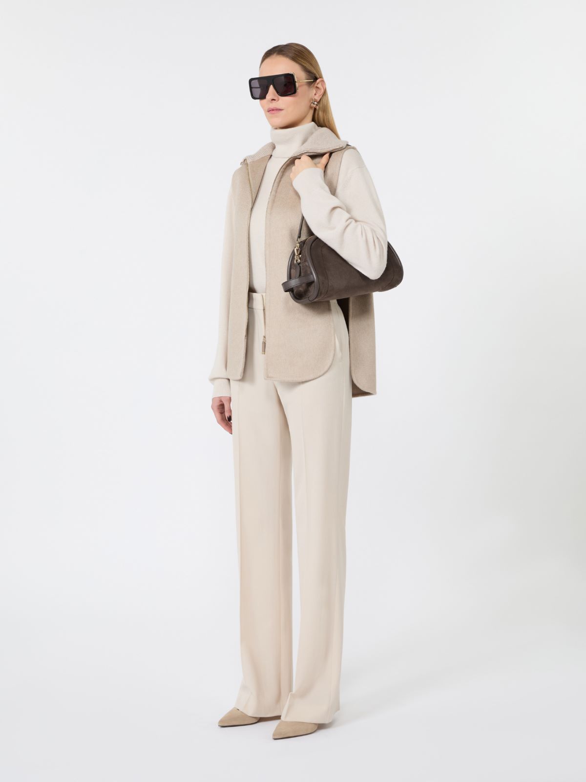 Suede and leather handbag - DARK GREY - Max Mara - 6