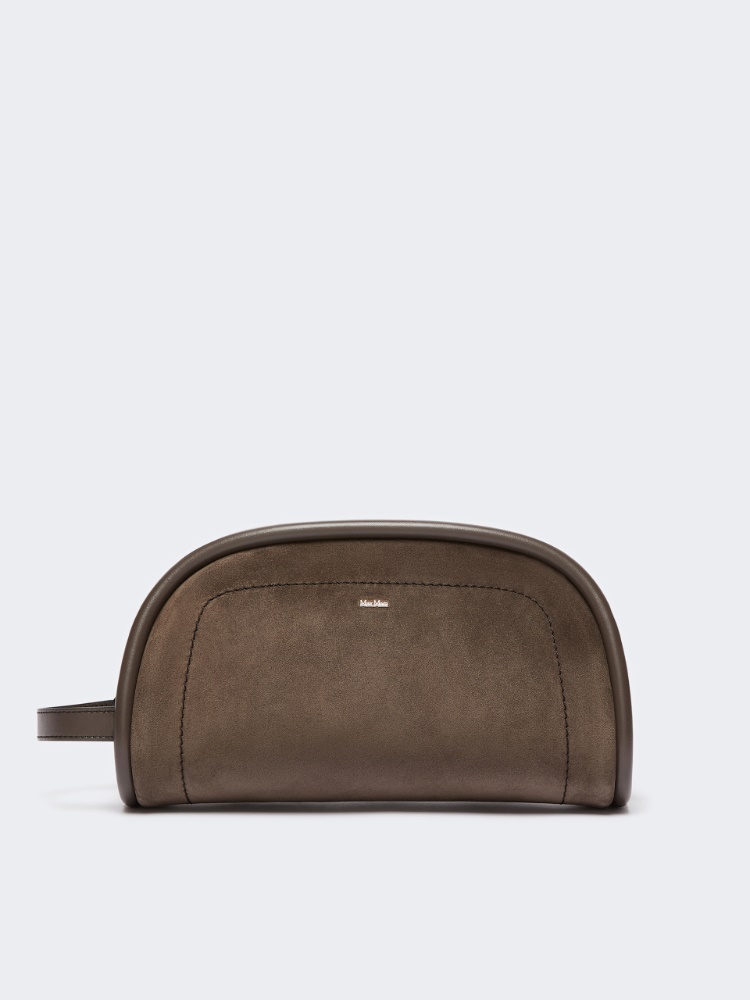 Suede and leather handbag - DARK GREY - Max Mara